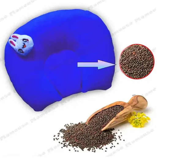 Momease Baby Cotton Soft Head Shaper Anti Flat Pillow With Mustard Seeds