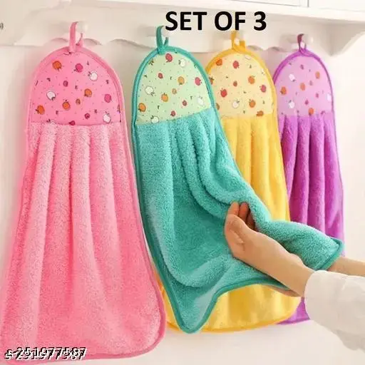 Microfiber Kitchen Napkins for kitchen ,sink or washbasin hanging/ sink cleaning towel Multipurpose kitchen Napkins , Pack of 3