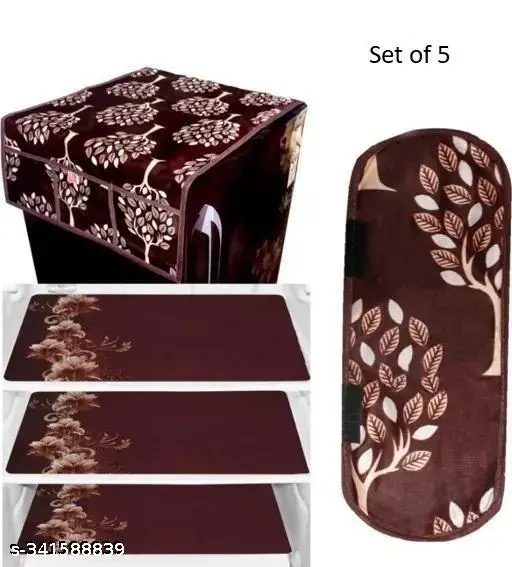 Crosmo Fine Quality Refrigerator Combo-1 Top Cover, 1 Handle Cover, 3 Mats