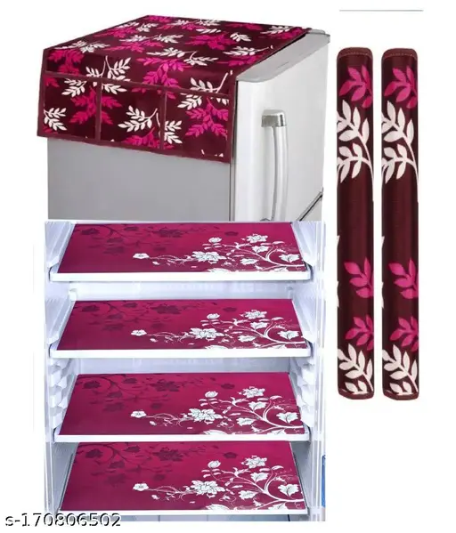 Fridge Cover Set Double Door (1 Top Cover+4 Mat+2 Hc)