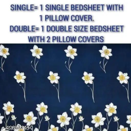 Glace-Cotton Bedsheet For Double Bed With Pillow Cover