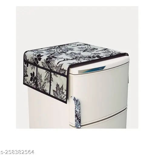 Fridge Covers Combo Set | Pack of 4 Fridge Tray Mats, 1 Fridge Handle Cover and 1 Fridge Top Cover | Refrigerator Cover | Silver Colour | Fridge Mats