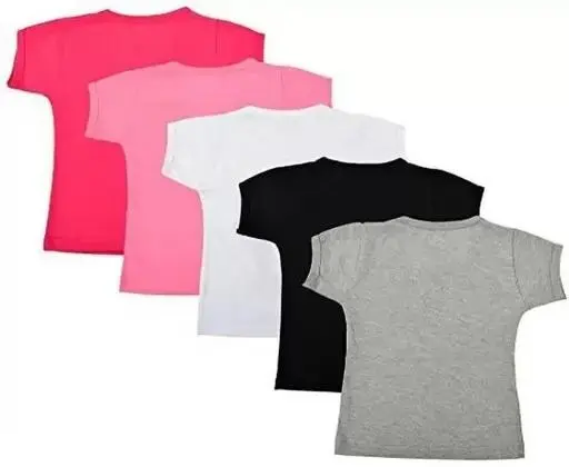 Girls Grey Cotton Tshirts Pack Of 5