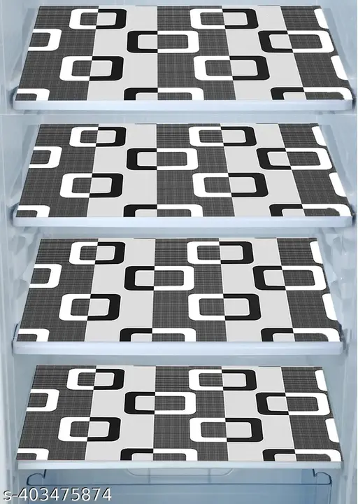 Crosmo Polyester Fridge Top Cover/Refrigerator Cover With 6 Utility Pockets and 4 Pc Fridge Mat