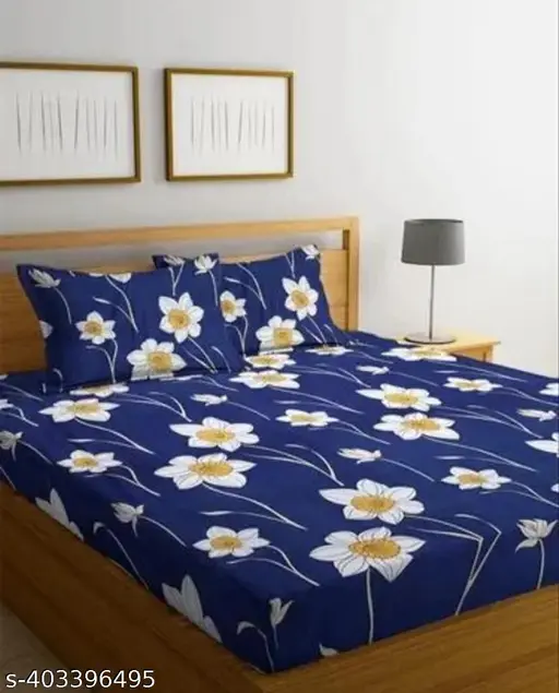 Glace-Cotton Bedsheet For Double Bed With Pillow Cover