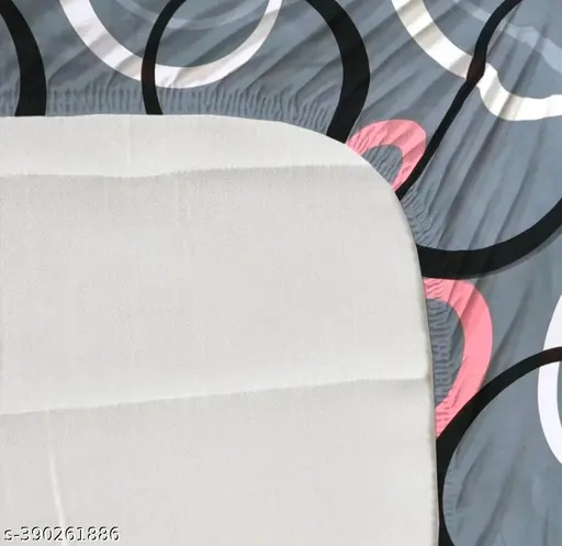 Super Soft Glace Cotton All Round Elastic Fitted Double Bed Bedsheet with 2 Pillow Covers-72x78x7 Inches-fiteed_Double