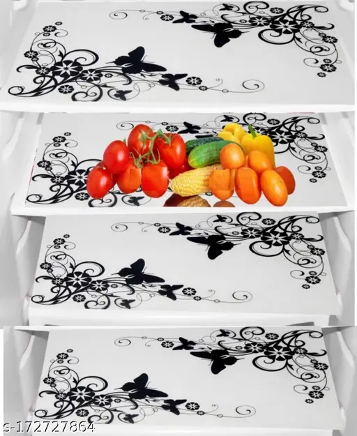 GNT | Single Door Fridge Cover | Set of Fridge Top Cover with Side Pockets, 4 Fridge Mat and 1 Handle Cover | Refrigerator Covers | Black Colour | Combo Pack | Fridge Covers | Fridge Mats